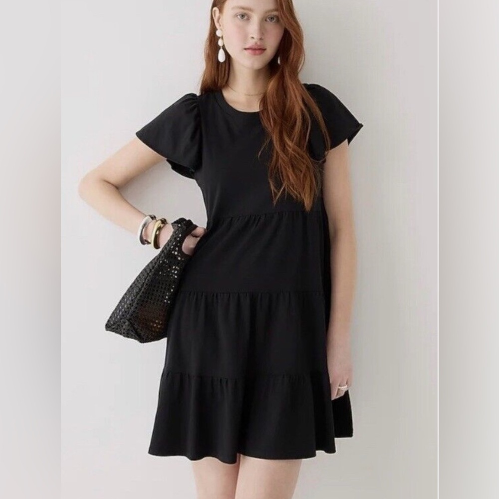 J. CREW Tiered Mini Dress in Black - Picture 2 of 10